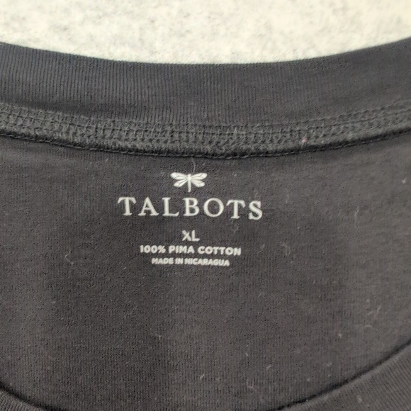 Talbots Black 3/4 Sleeve Scoop Neck Pima Cotton Top Womens XL - Picture 2 of 3
